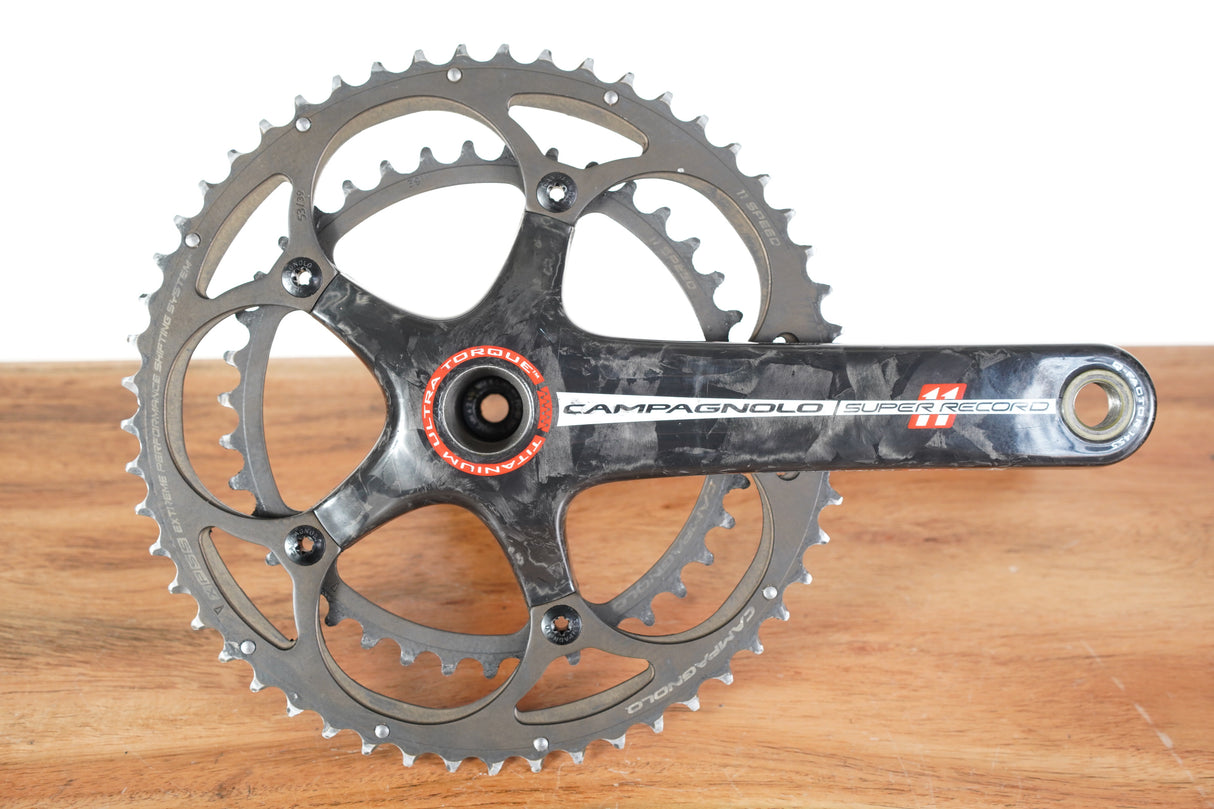 175mm 53/39T Campagnolo Super Record Titanium 11 Speed Carbon Crankset 595g